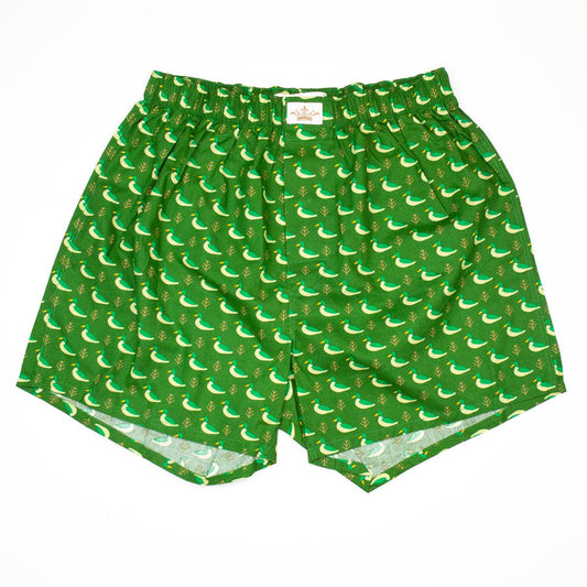 Men's Duck Boxers: Hunter Green/Taupe