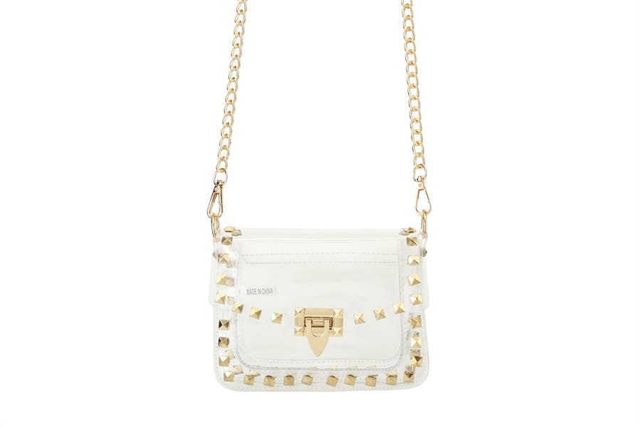 Clear See Thru Shoulder Bag With Chain Strap (Medium)