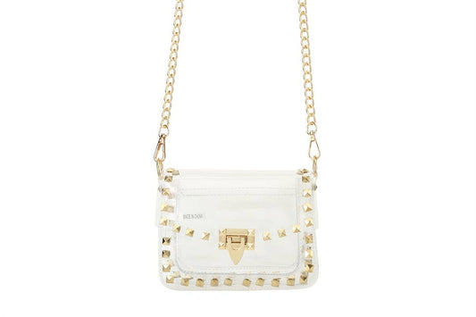 Clear See Thru Shoulder Bag With Chain Strap (Medium)