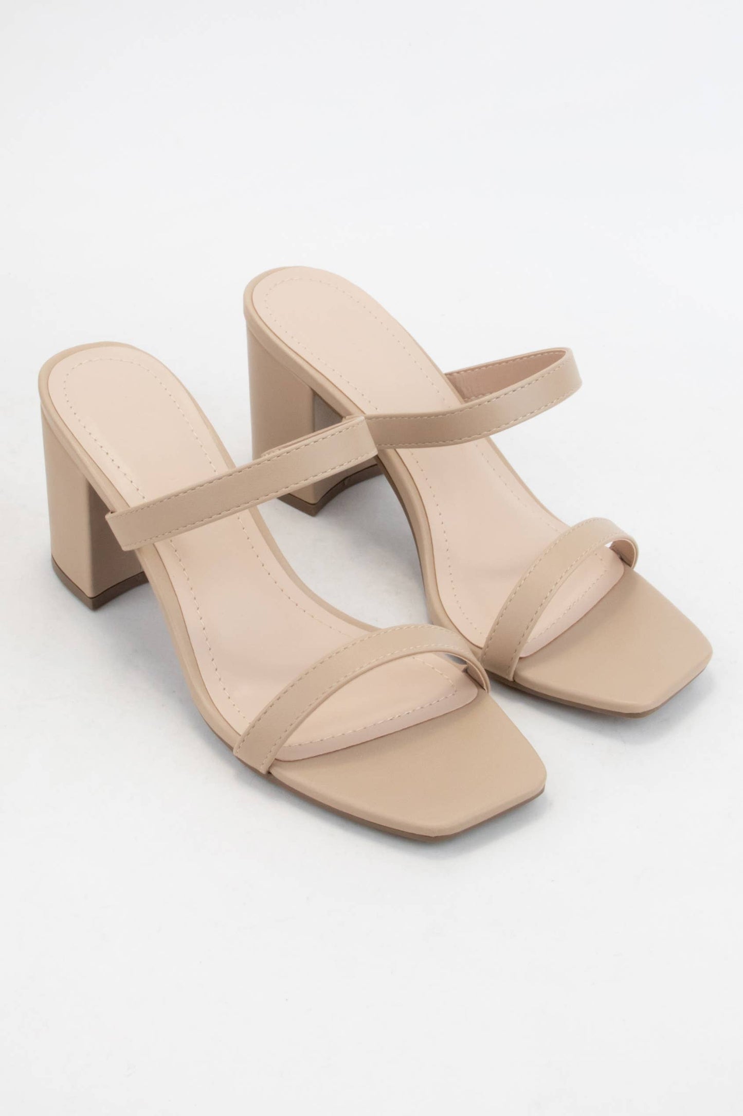 THIN DOUBLE STRAP BLOCK HEELED SANDAL