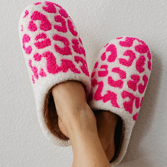 Hot Pink Leopard Slippers for Women