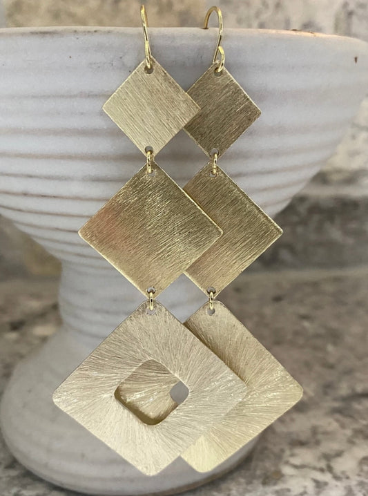 Triple Square Drop Earrings