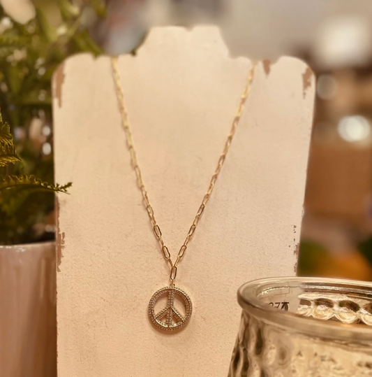 Pave Peace Necklace