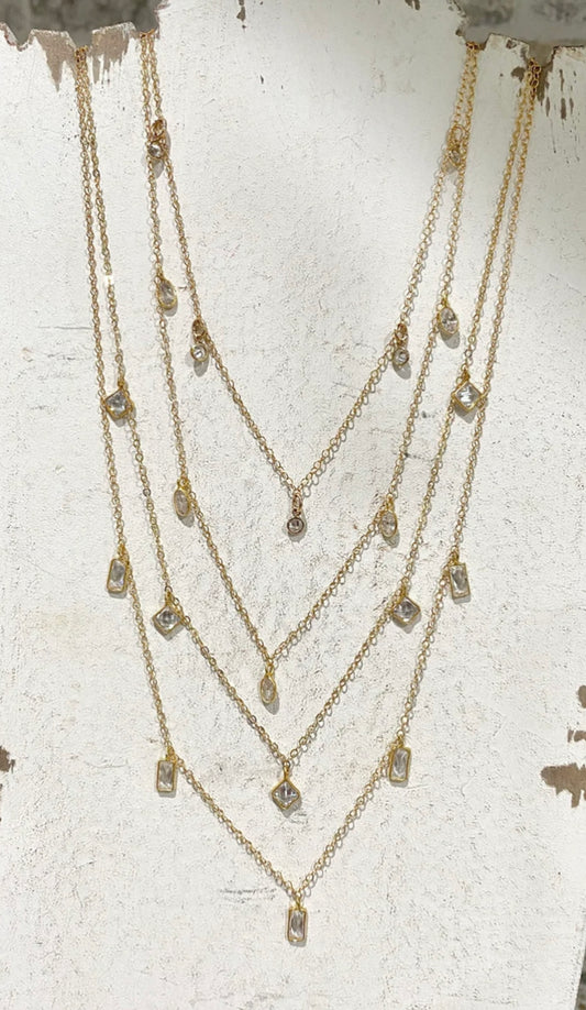 14K Gold Filled Dainty Necklace (Clear Stone)