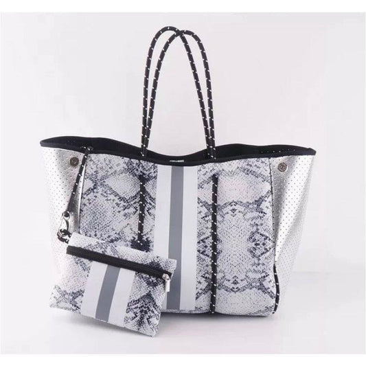 Snake + Silver Stripe Neoprene Bag