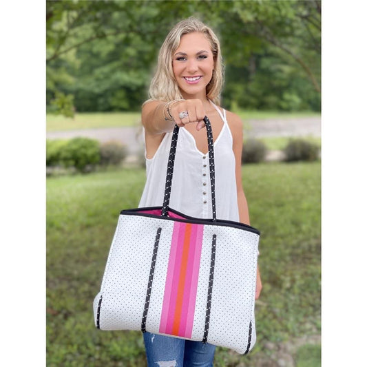 White + Pink Neoprene Bag