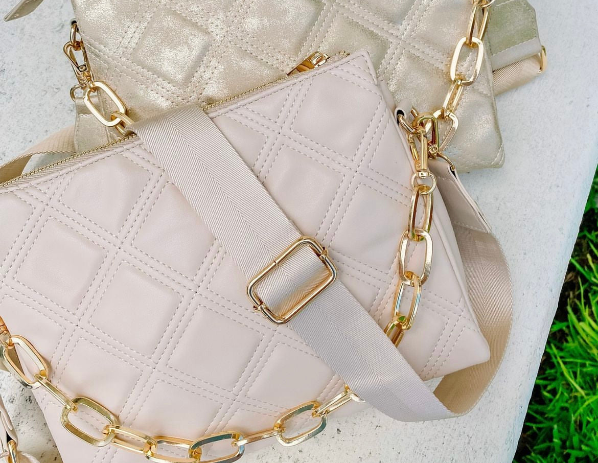 Bridgette Quilted Crossbody (Cream)