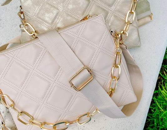 Bridgette Quilted Crossbody (Cream)