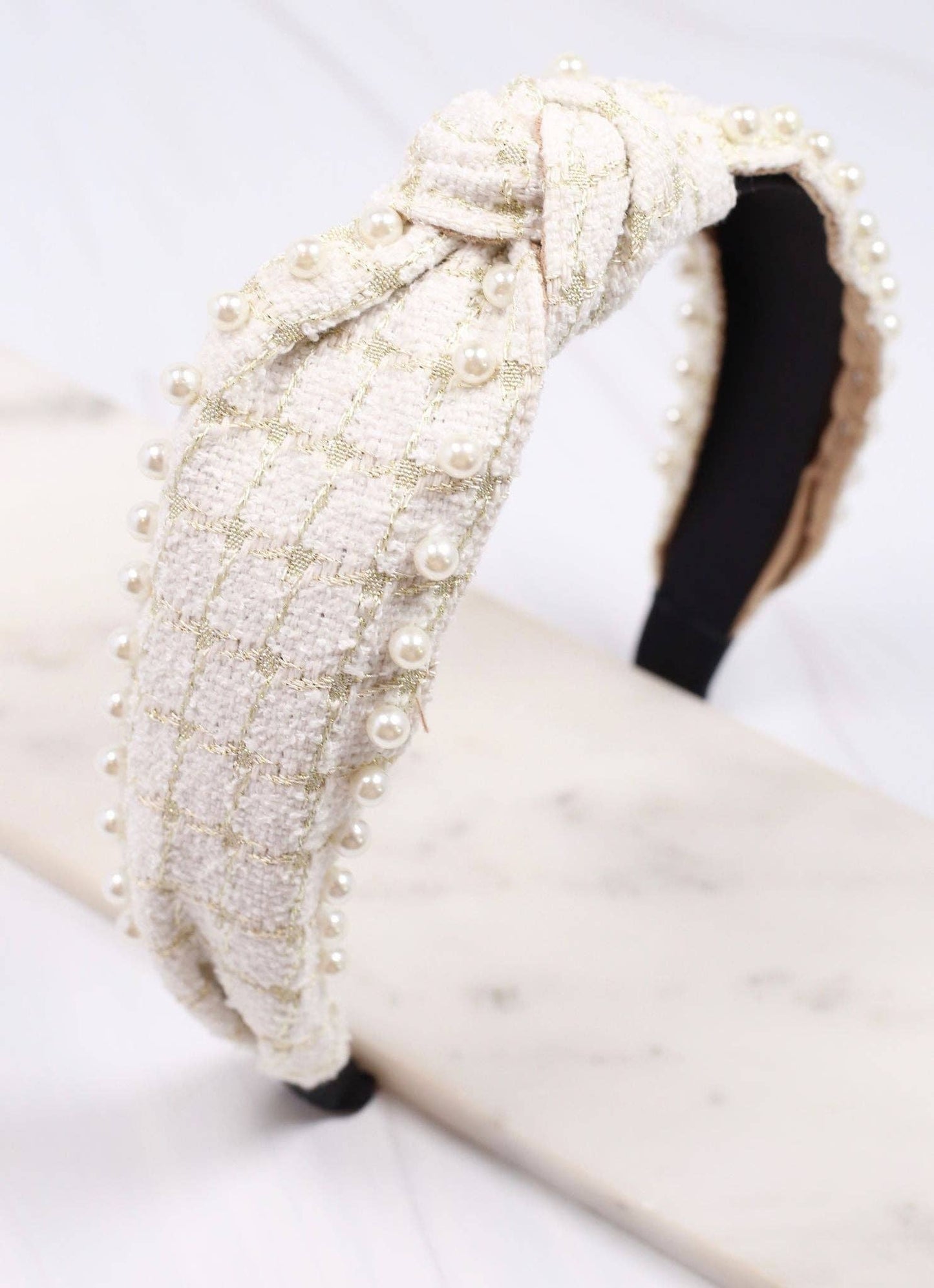 Hallie Pearl Embellished Headband (White)