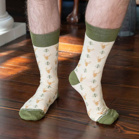 Men's Buck Socks: Taupe/Olive: One Size