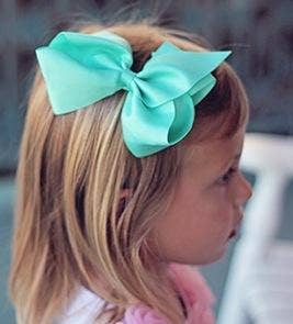 Classic Oversized Grosgrain Hair Bow - French Clip (Aqua)