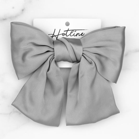 Oversized Bow Barrette in Silver