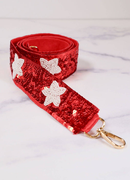 Sammy Star Sequin Crossbody Strap (Red/White)