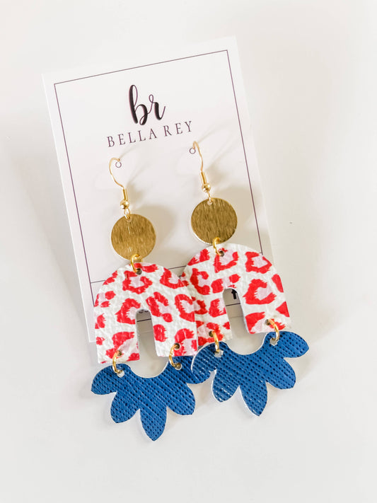 The Sophie Leather Earrings {blue & red}