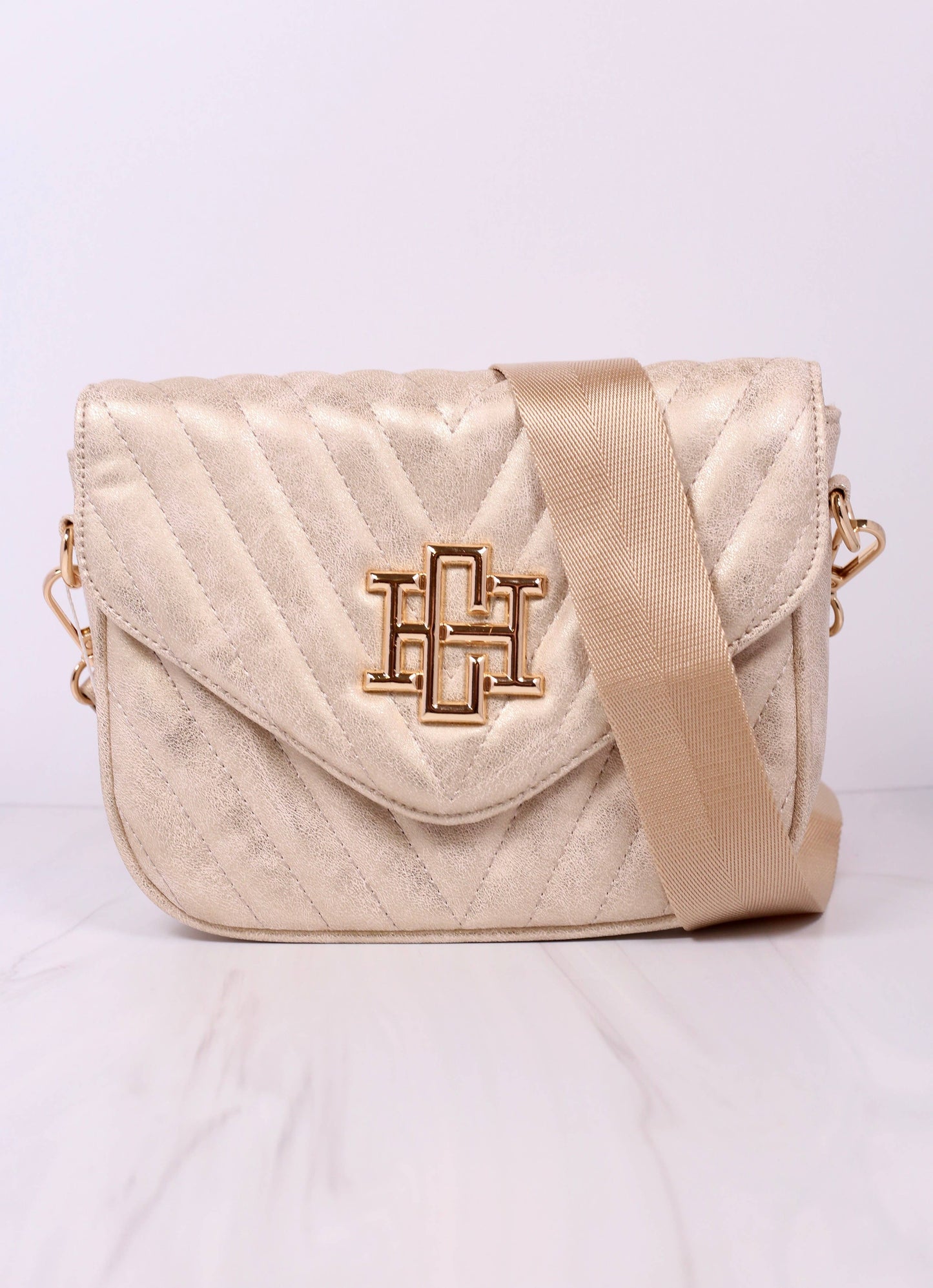 Angela Quilted Crossbody GLIMMER CHAMPAGNE