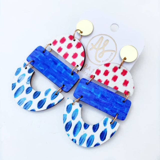 Blue/Red Collegiate Earrings (Style 3)