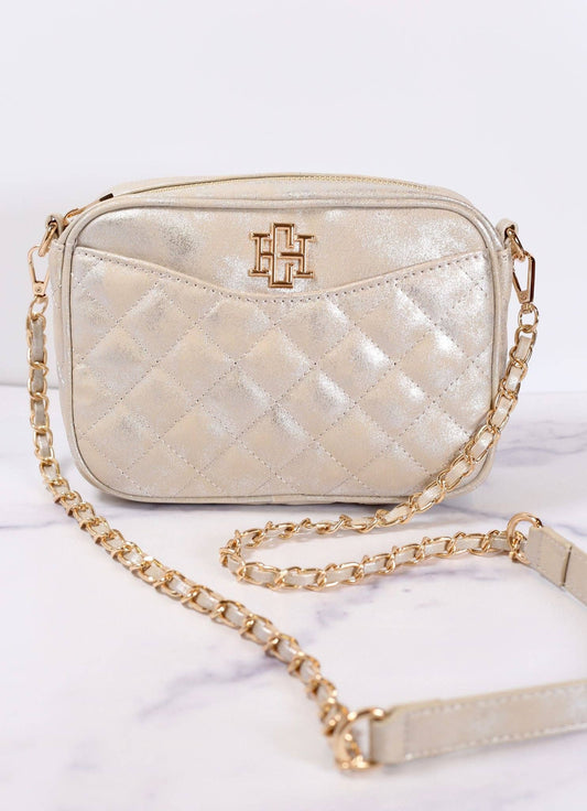 Olivia Quilted Crossbody (Glimmer Silver)