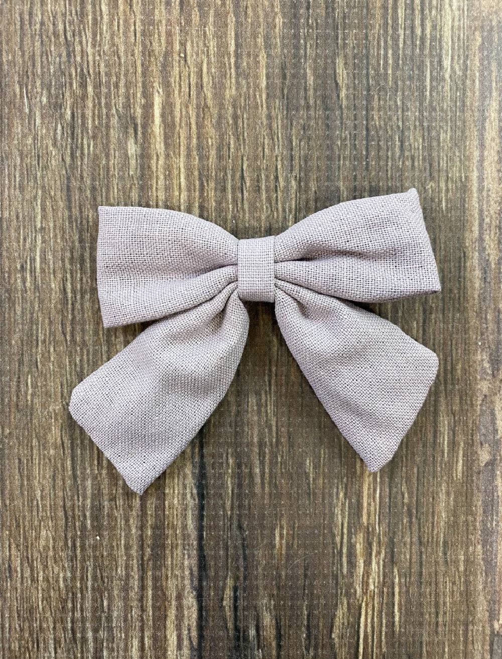 Linen Fabric Hair Bows (Silver)