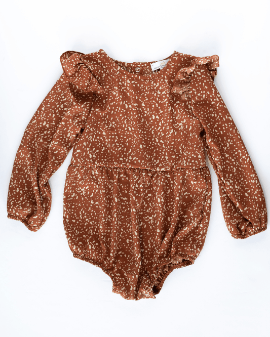 Rhodes Bubble Shorty Romper - Spiced Orange Spots