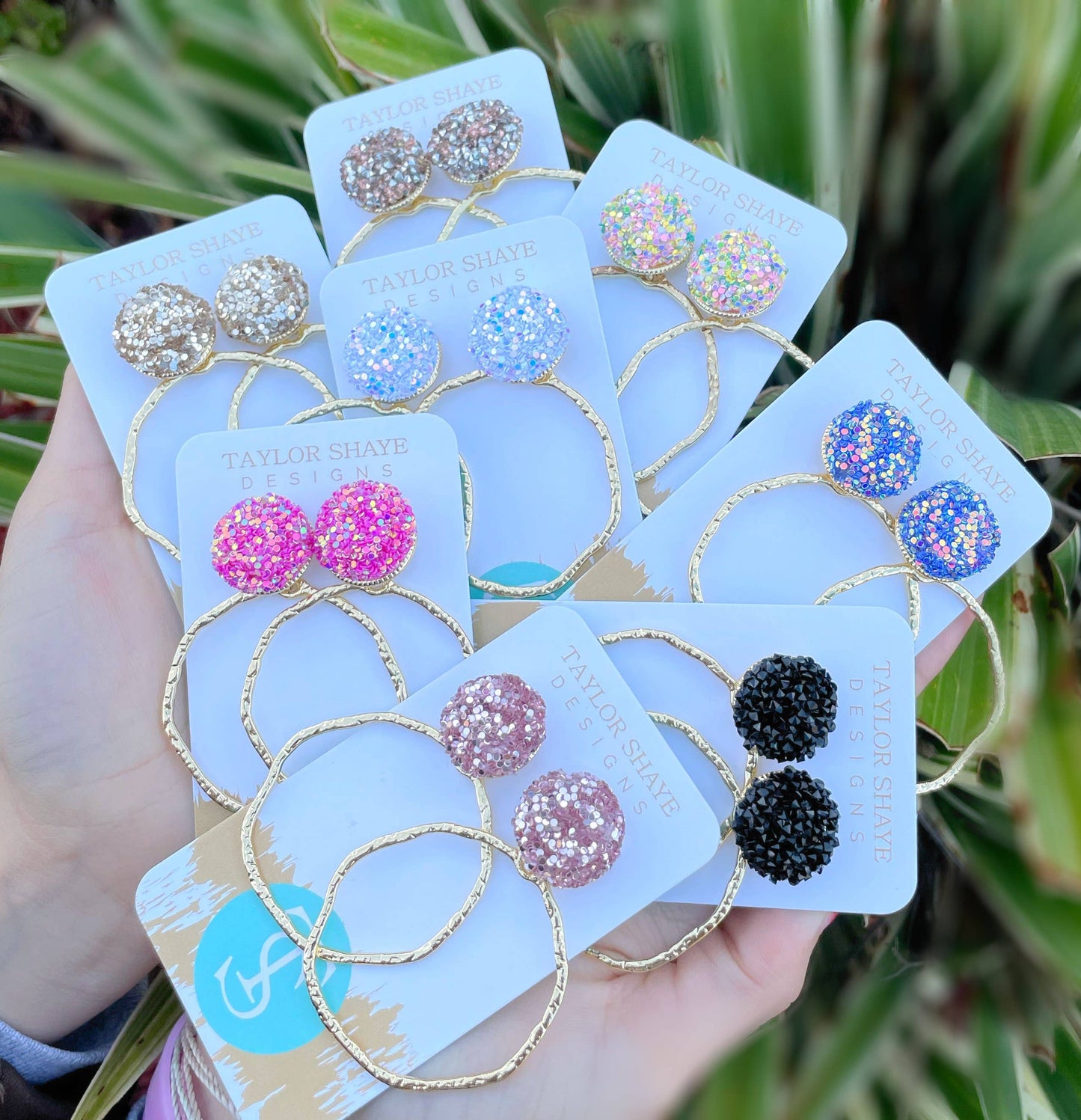 Glitter Top Hoops