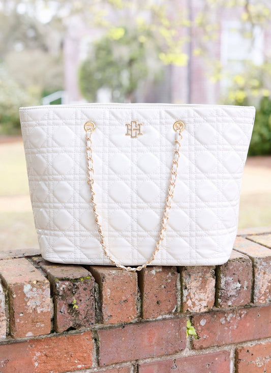 Quentin Quilted Tote Ivory