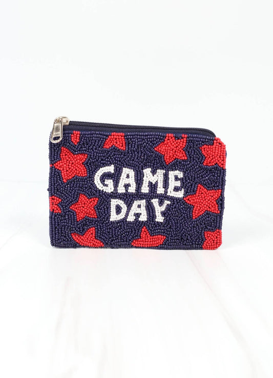 Game Day Star Beaded Pouch (Navy/Red)