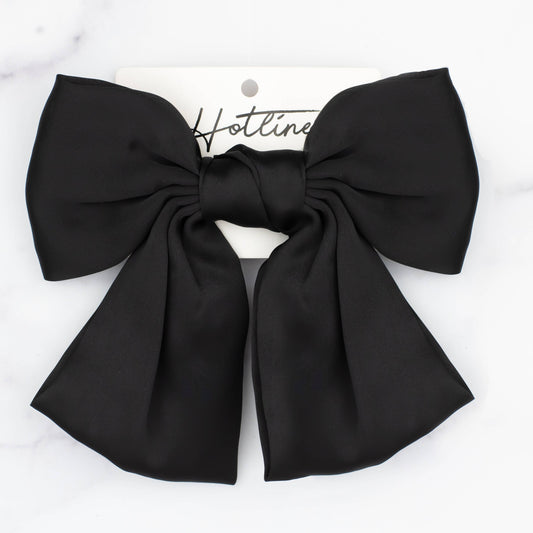 Oversized Bow Barrette in Black