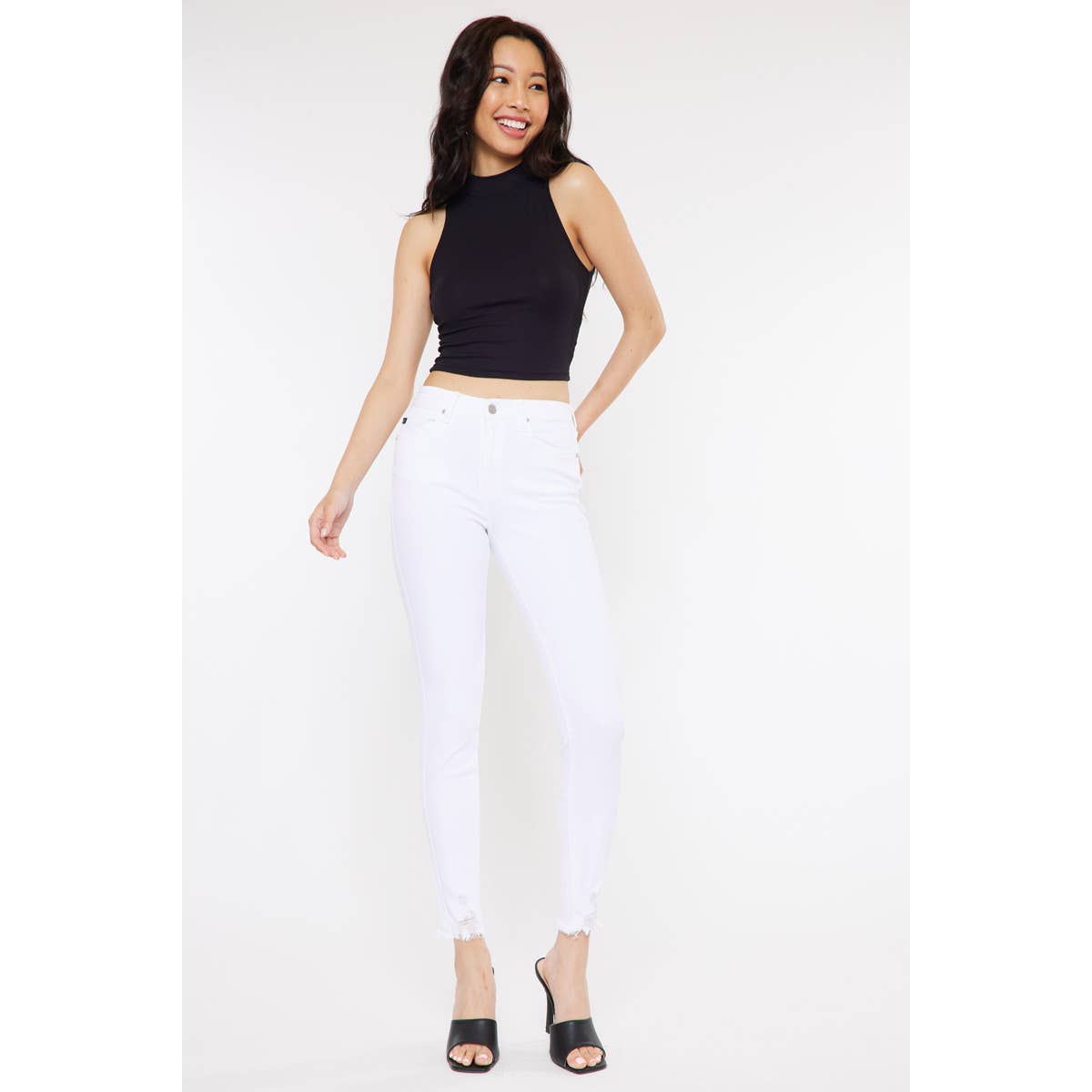 Jana High Rise Ankle Jeans (White)