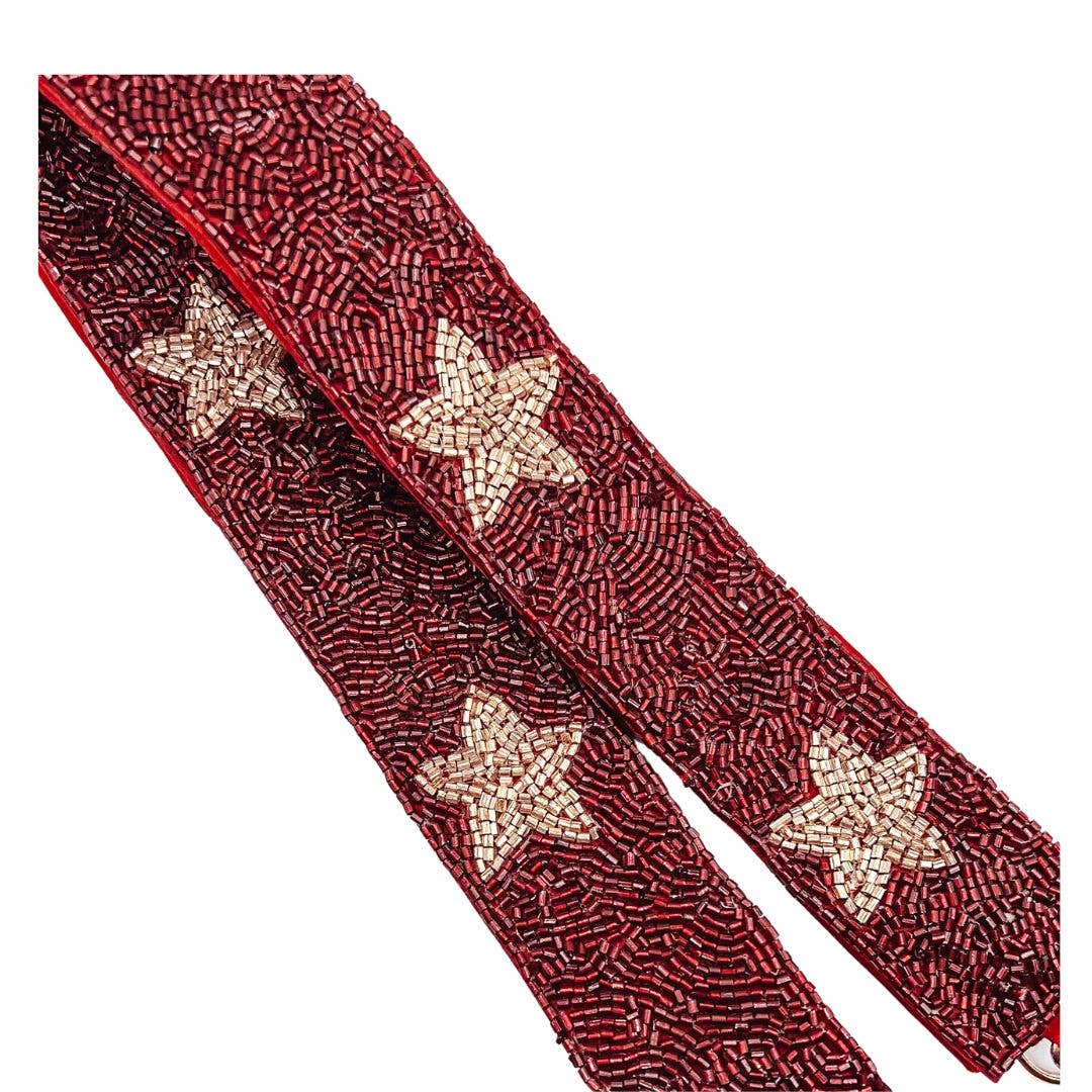 Maroon/Gold Beaded Star Strap