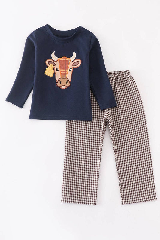 Navy Cow Appliqué Set