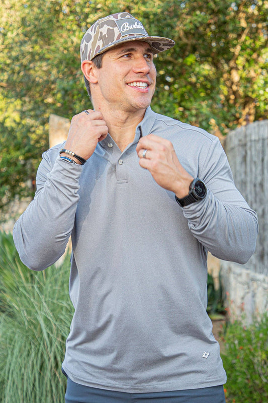 Performance Polo Long Sleeve - Heather Grey