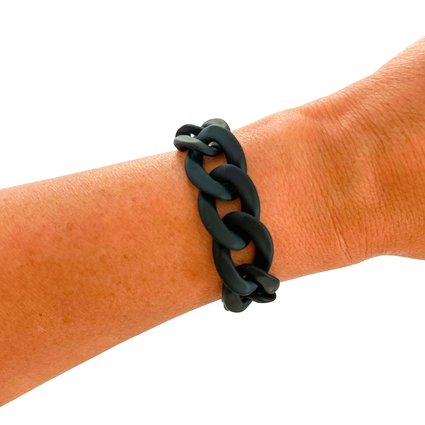 All Chunky Acrylic Chain Link Bracelet (Black)